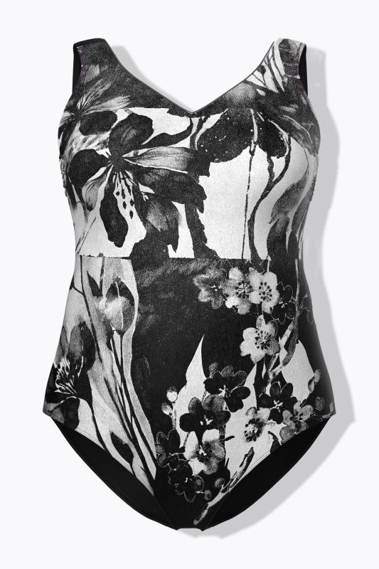 Monochromatic Flower Print Swimsuit