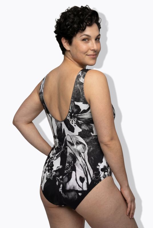 Monochromatic Flower Print Swimsuit