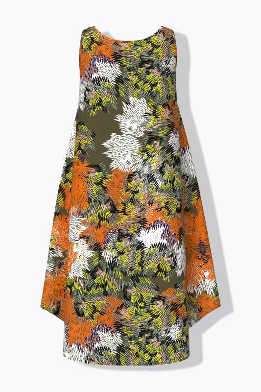 Mask Motif Abstract Print Dress