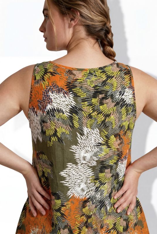 Mask Motif Abstract Print Dress