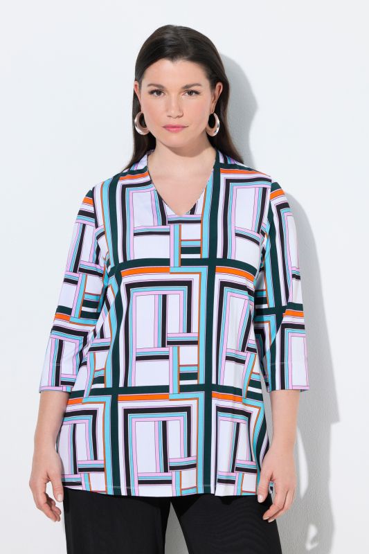 Geometric Print Slinky Blouse