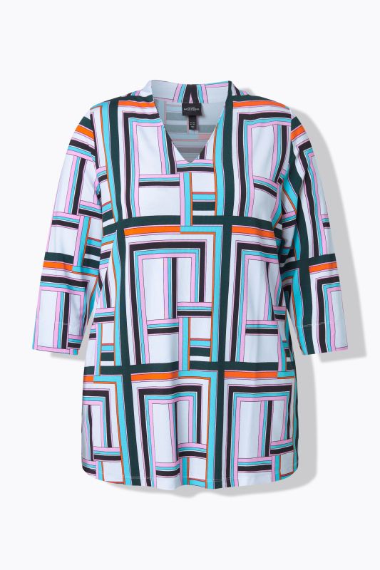 Geometric Print Slinky Blouse