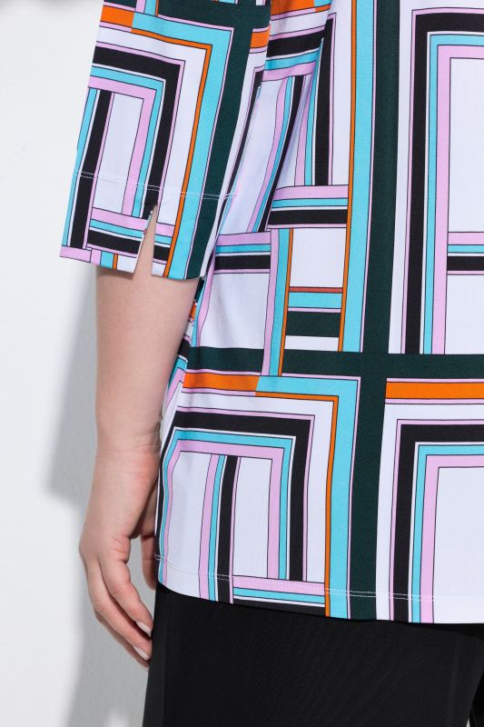 Geometric Print Slinky Blouse