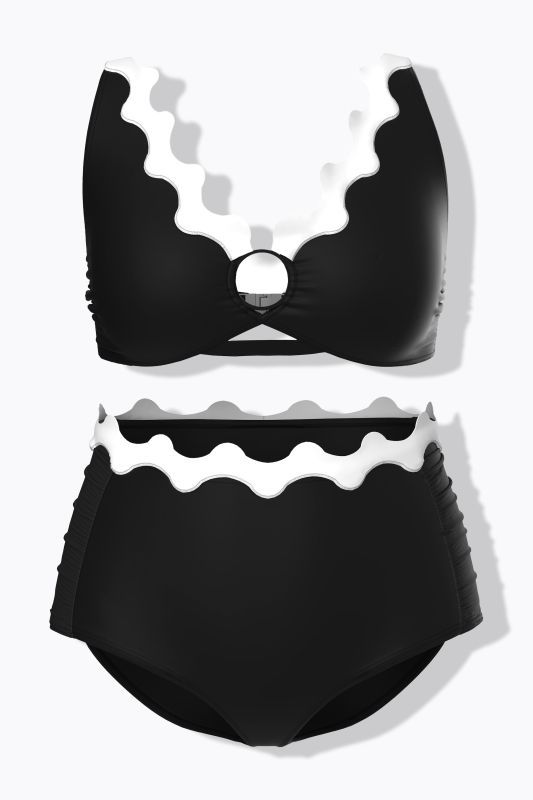 Scalloped Trim Bikini Set