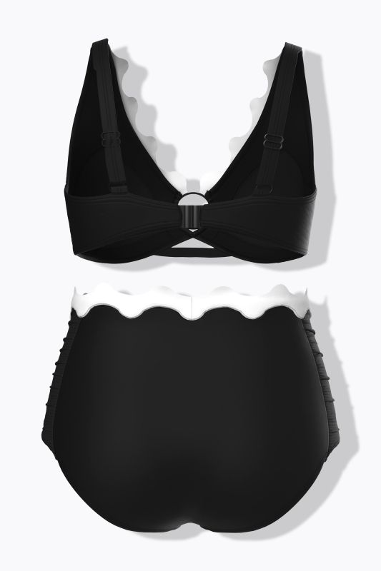 Scalloped Trim Bikini Set