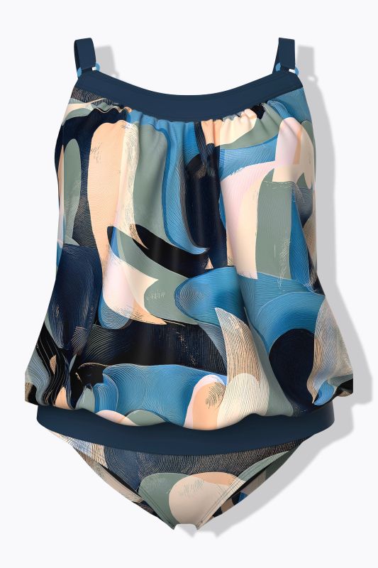 Abstract Watercolor Print Tankini Set