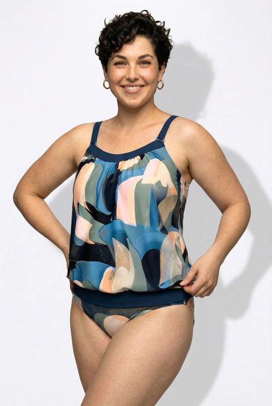 Abstract Watercolor Print Tankini Set
