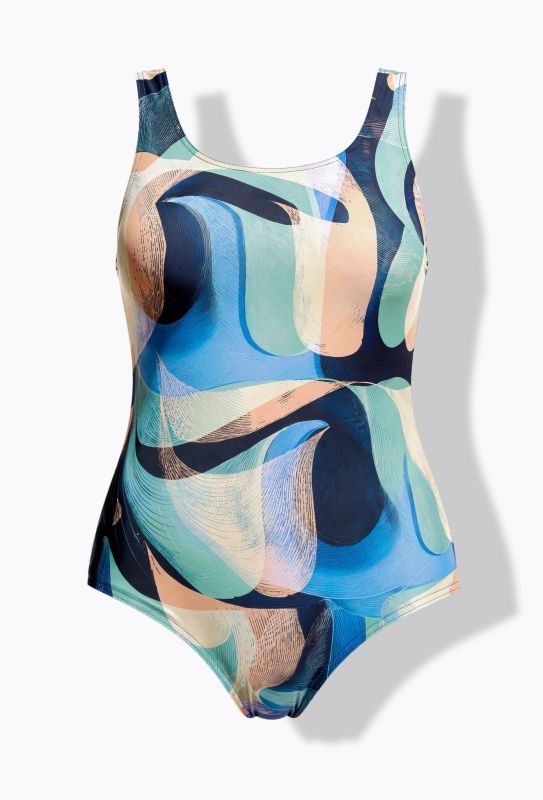 Abstract Watercolor Print Swimsuit