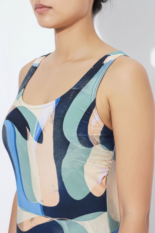 Abstract Watercolor Print Swimsuit