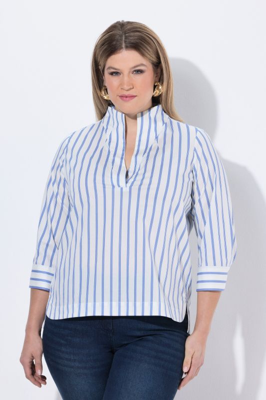 Striped Goblet Collar Blouse