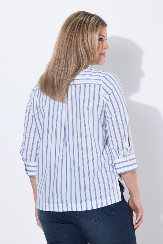 Striped Goblet Collar Blouse
