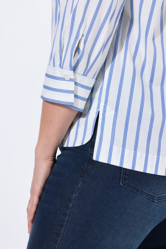 Striped Goblet Collar Blouse
