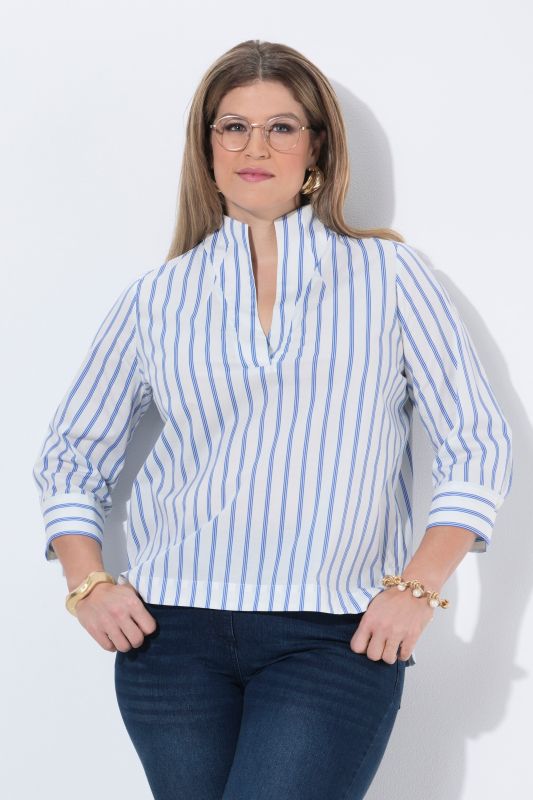 Striped Goblet Collar Blouse