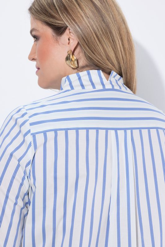 Striped Goblet Collar Blouse