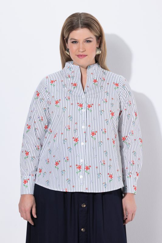 Floral Pinstripe Blouse