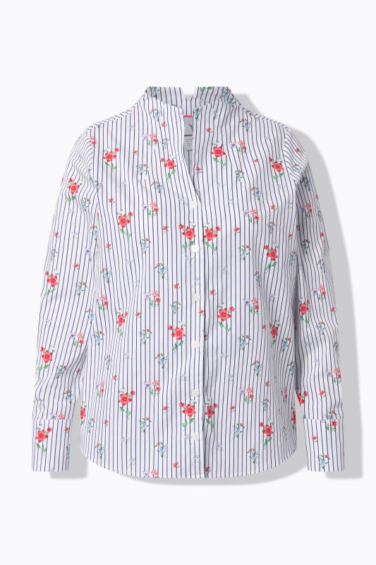 Floral Pinstripe Blouse