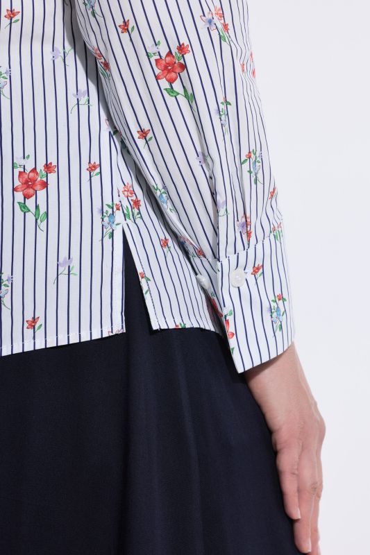 Floral Pinstripe Blouse