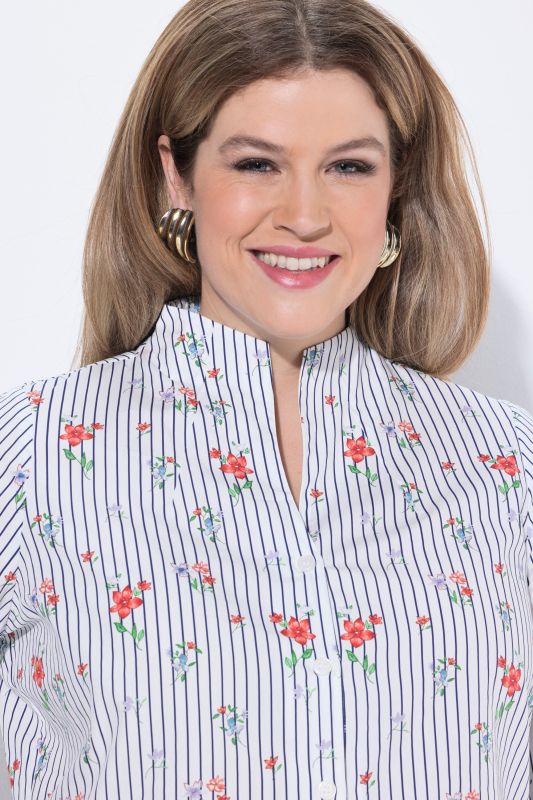 Floral Pinstripe Blouse