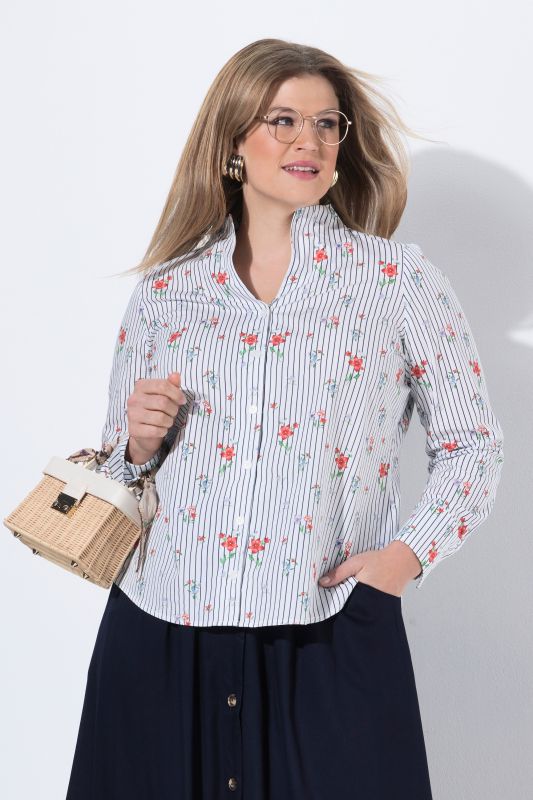Floral Pinstripe Blouse