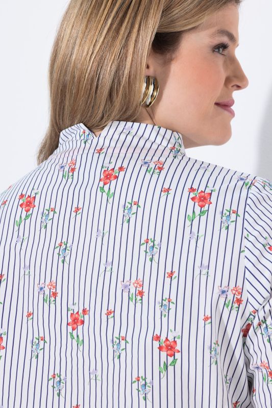 Floral Pinstripe Blouse