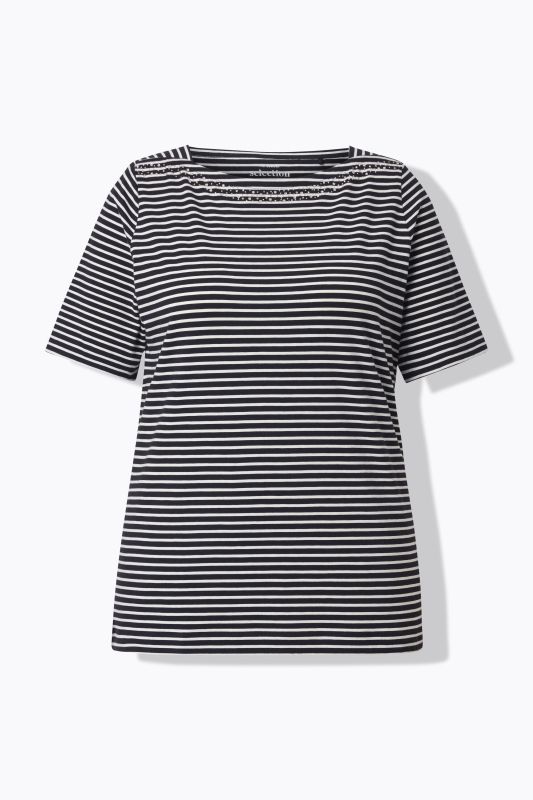 Striped Pima Cotton Boat Neck Tee