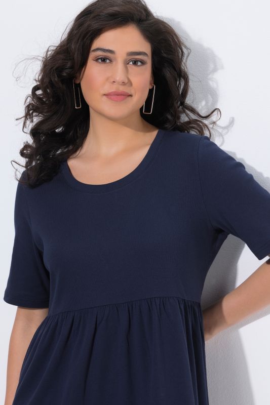 Ribbed Bodice Short Sleeve Jersey Dress