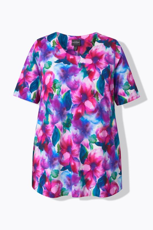 Watercolor Floral Slinky Blouse
