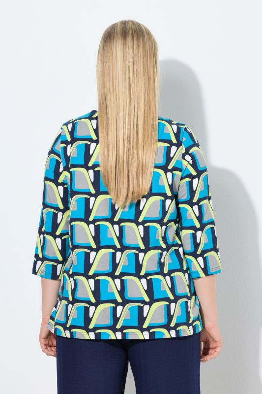 Geometric Print 3/4 Sleeve Tee