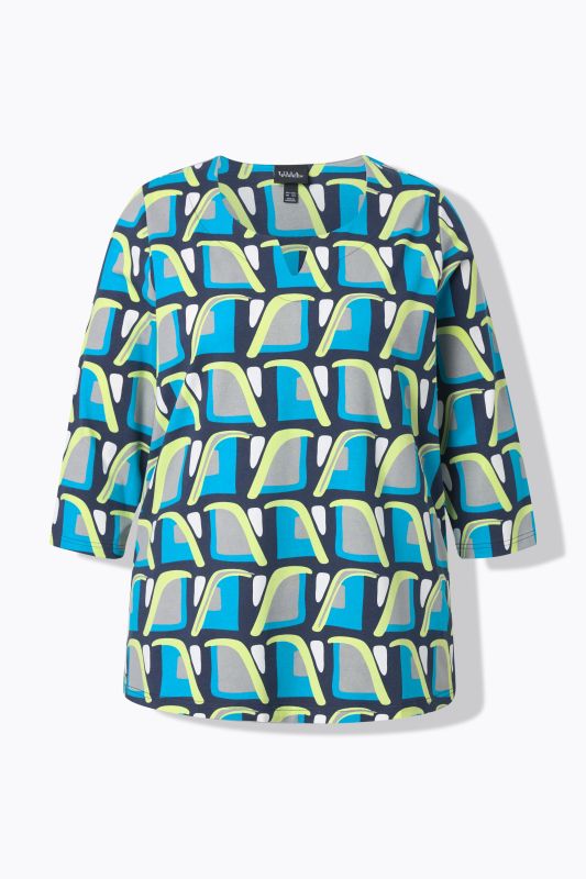 Geometric Print 3/4 Sleeve Tee