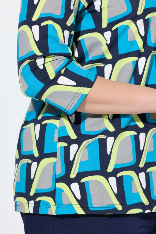 Geometric Print 3/4 Sleeve Tee