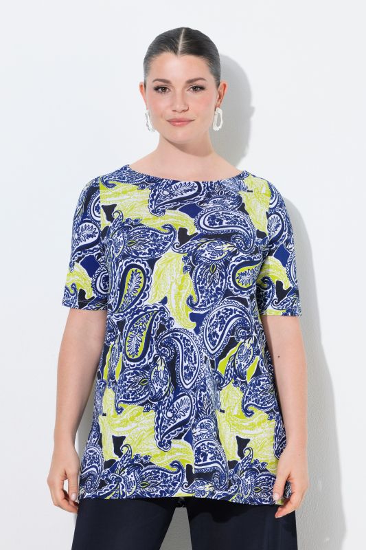 Striking Two-Tone Paisley Slinky Blouse