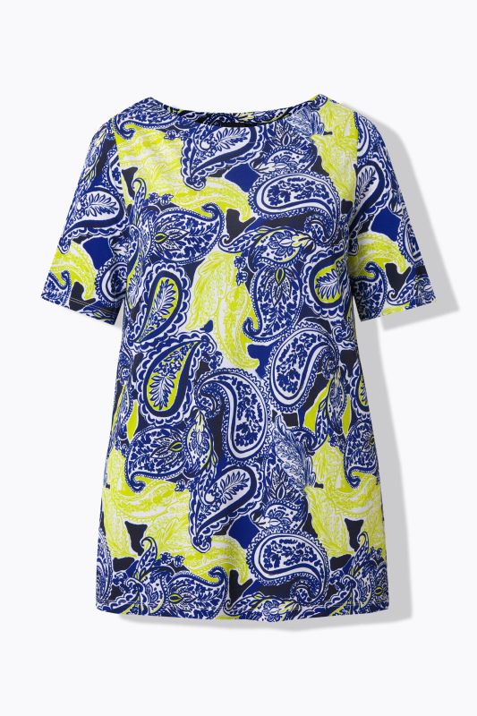 Striking Two-Tone Paisley Slinky Blouse