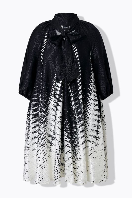 Abstract Print Ribbon Tie Dress