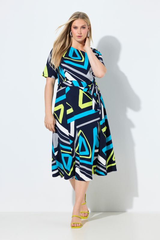Neon Geometric Print Dress