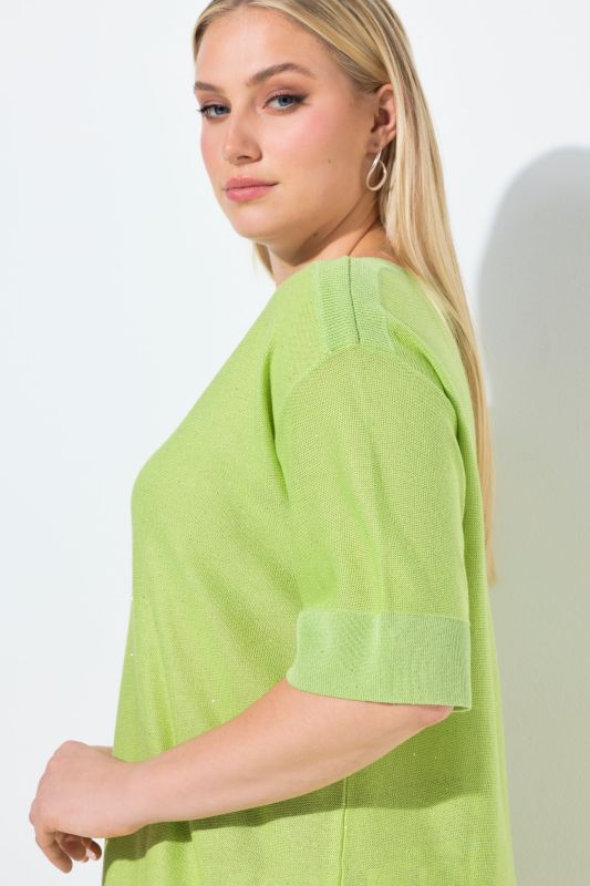 Sequined Short Sleeve Sweater