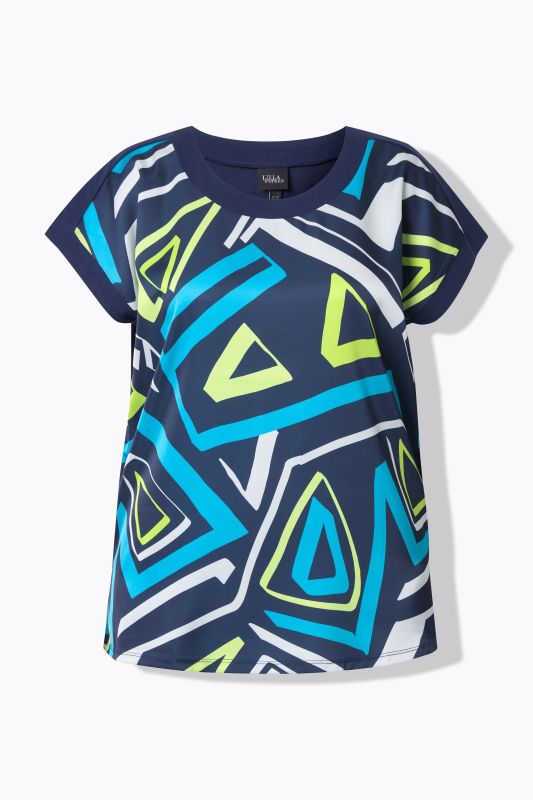 Тениска с неонов геометричен принт