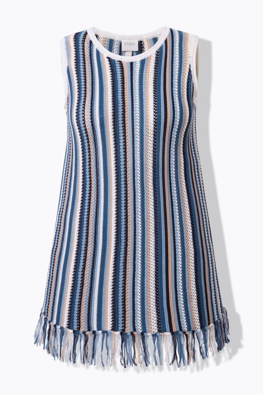 Eco Cotton Striped Openwork Knit Tank