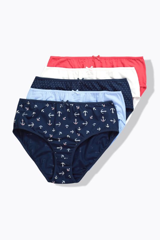 5 Pack of Midi Briefs- Anchor Print