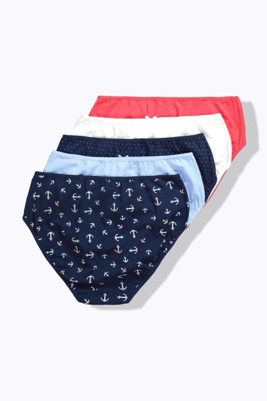5 Pack of Midi Briefs- Anchor Print