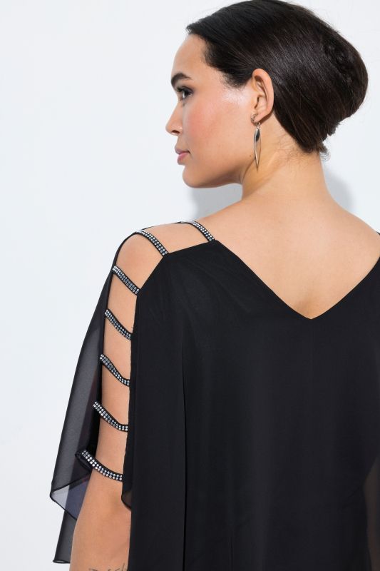 Блуза с шифон с електрикови цветя