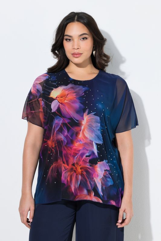 Блуза с шифон и цветя