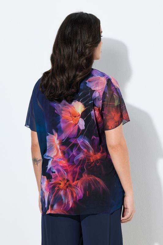 Блуза с шифон и цветя