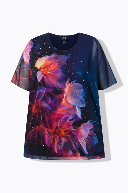 Блуза с шифон и цветя