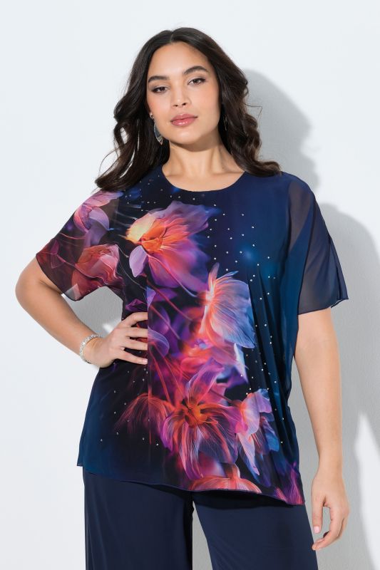 Блуза с шифон и цветя