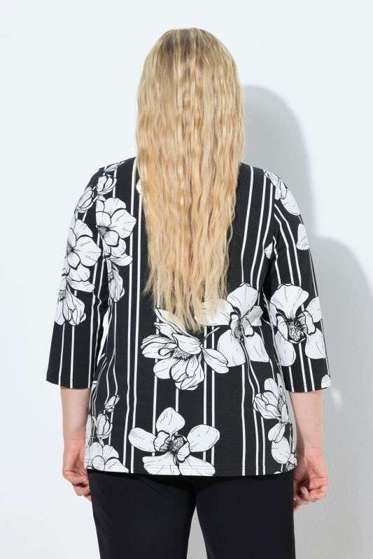 Блуза с райета и цветя