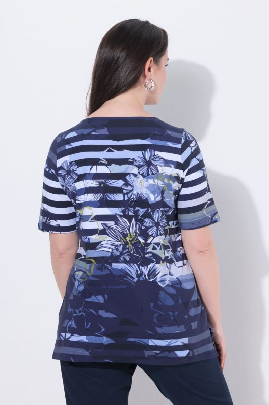 Тениска с райета и цветя