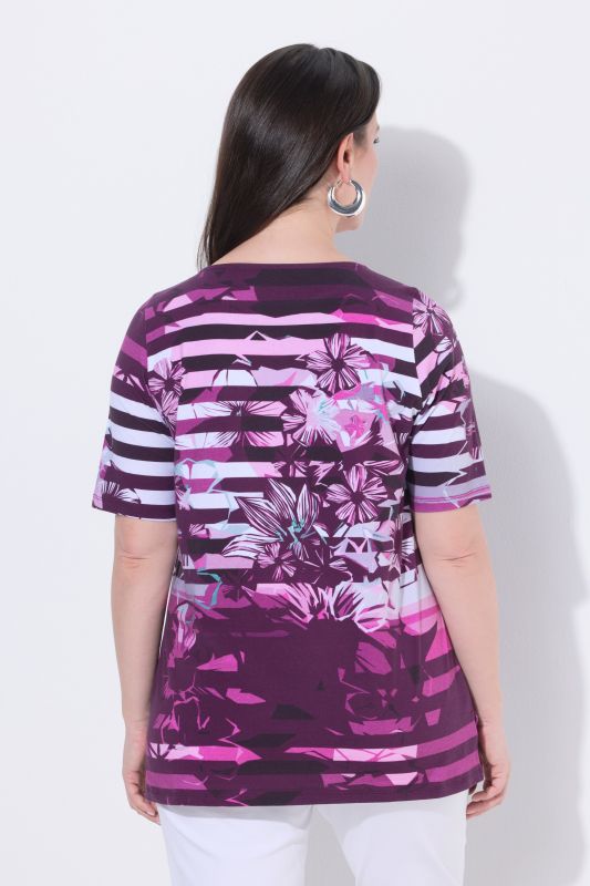 Тениска с райета и цветя