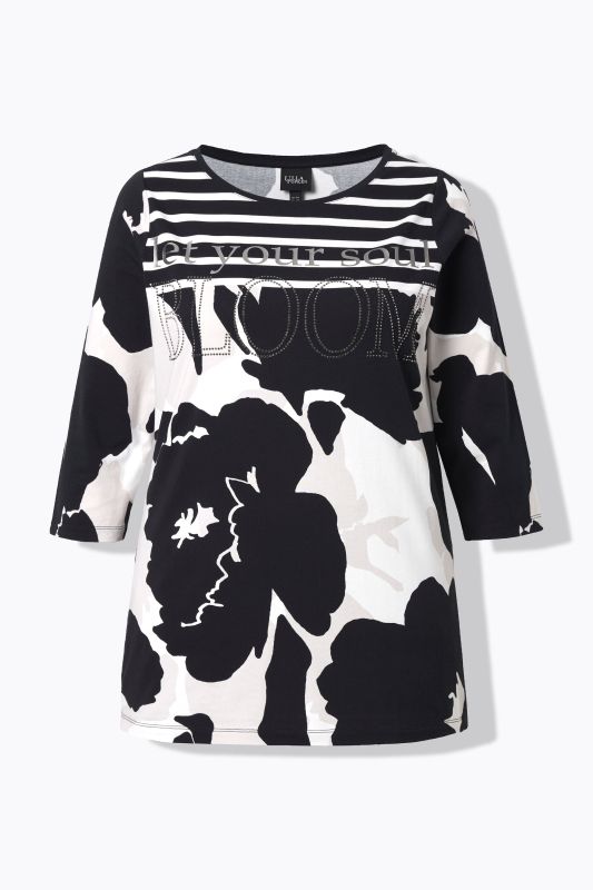 Тениска с принт на листа с камъчета