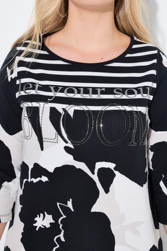 Тениска с принт на листа с камъчета