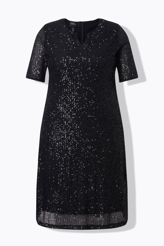 Sequined Short Sleeve Wrap Dress